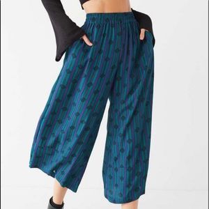 purple and teal flowy pants